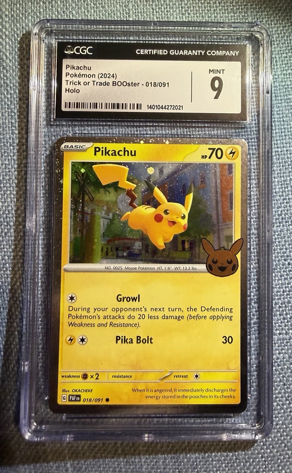 Pokémon TCG CGC 9 Pikachu Trick or Trade BOOster 018/091