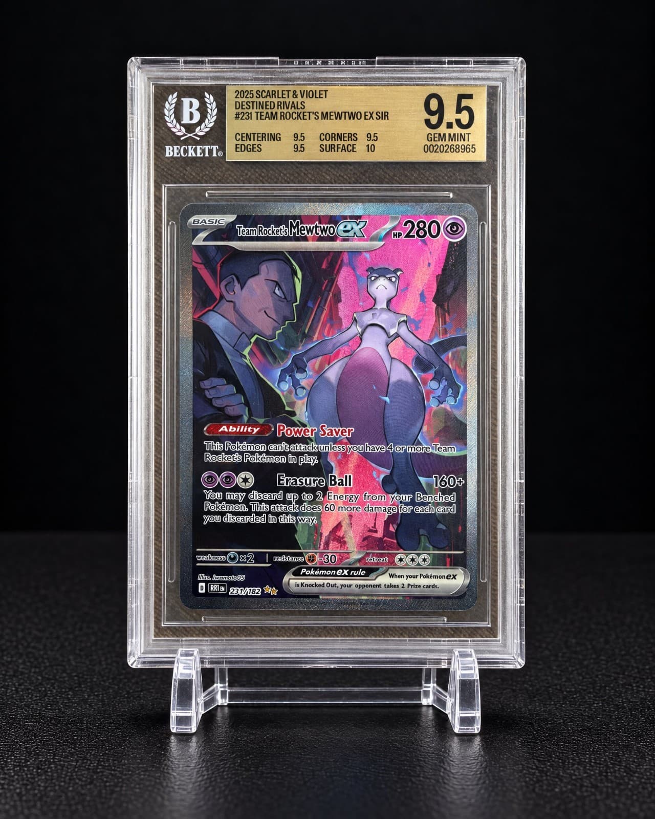 2025 Pokemon Destined Rivals Team Rocket's Mewtwo ex #231 SIR BGS 9.5