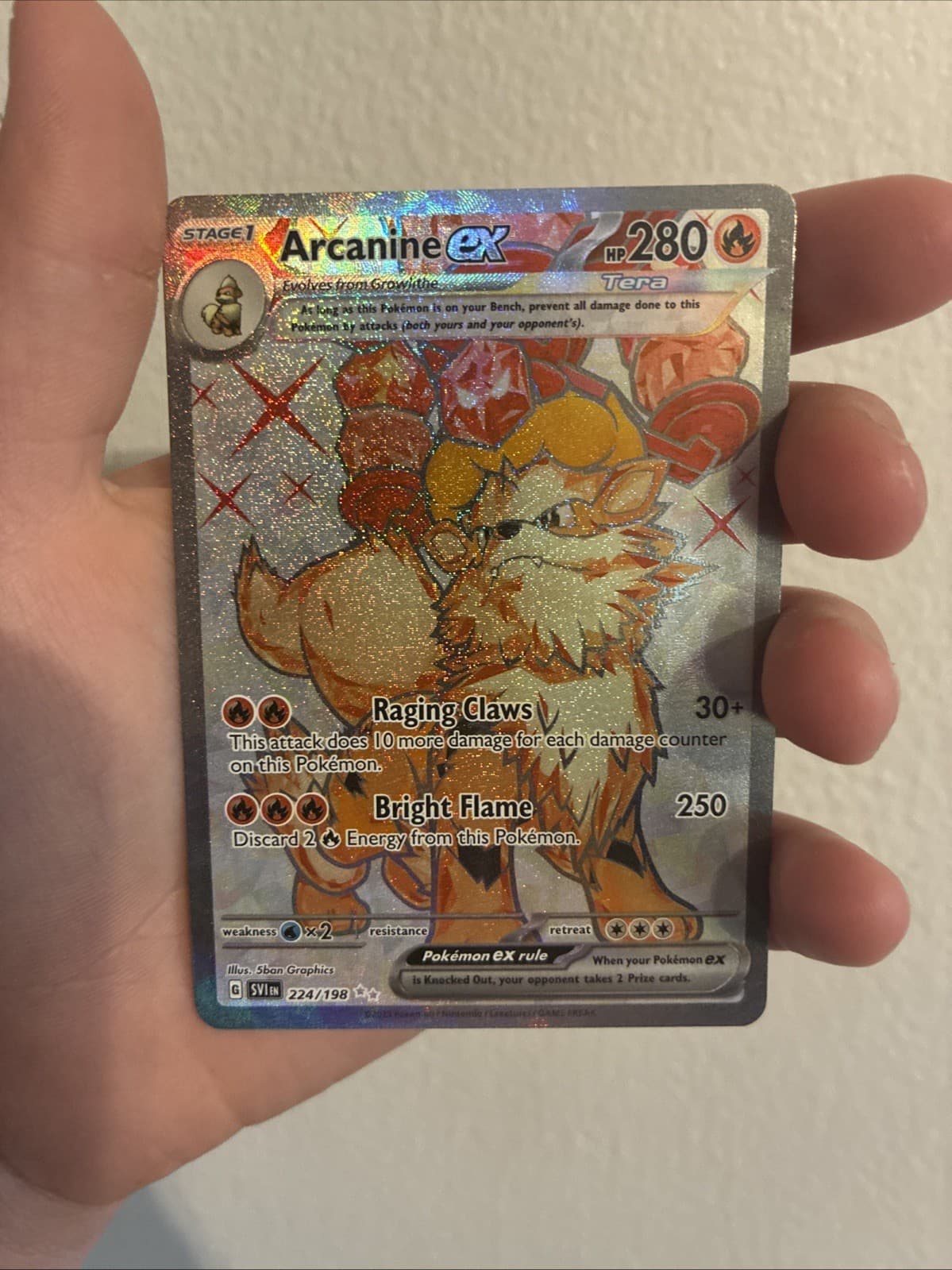 Arcanine EX 224/198 Full Art NM/M Scarlet and Violet Pokemon Card
