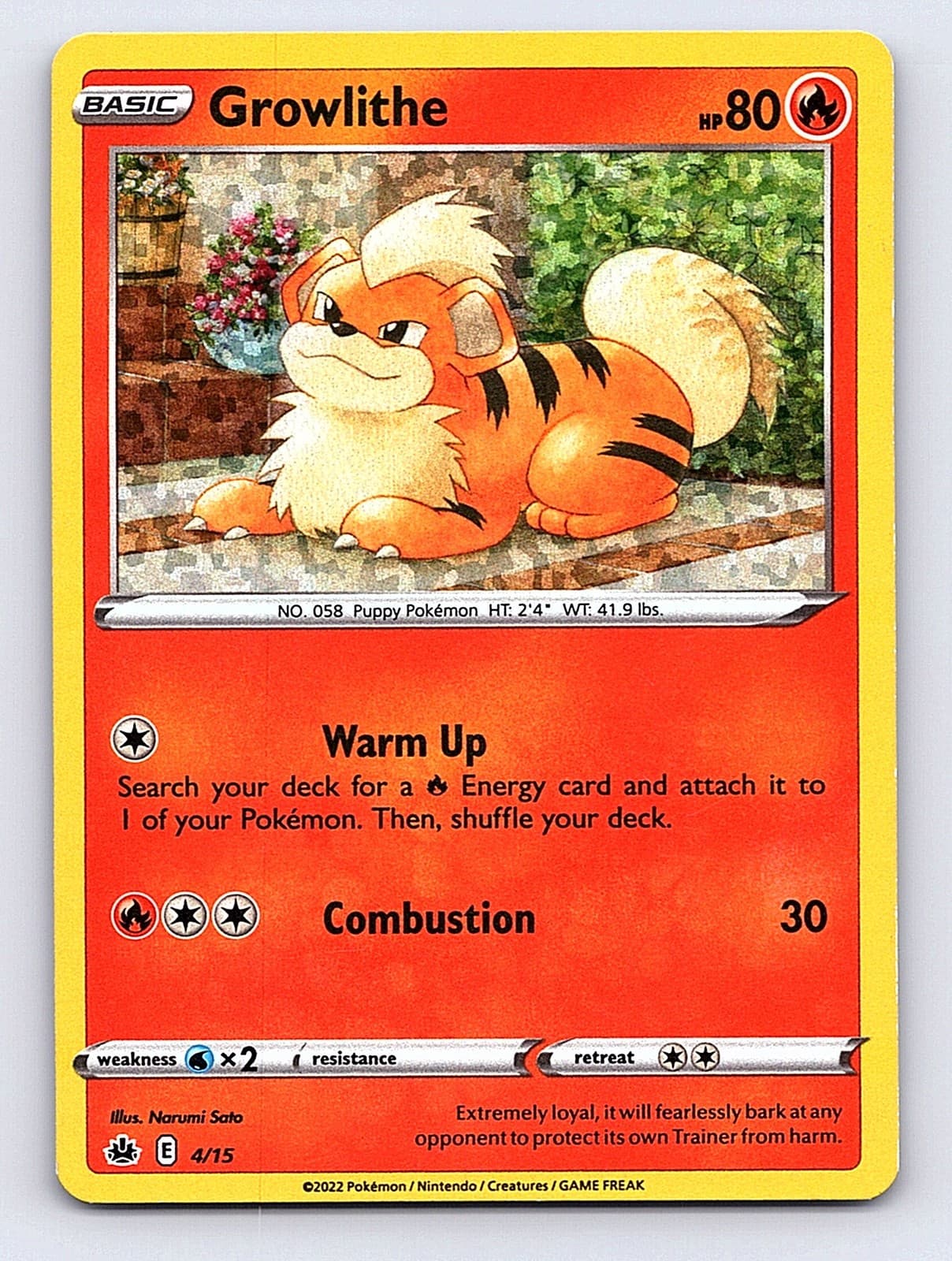 2022 Pokemon Growlithe McDonald's Collection 4/15 Holo