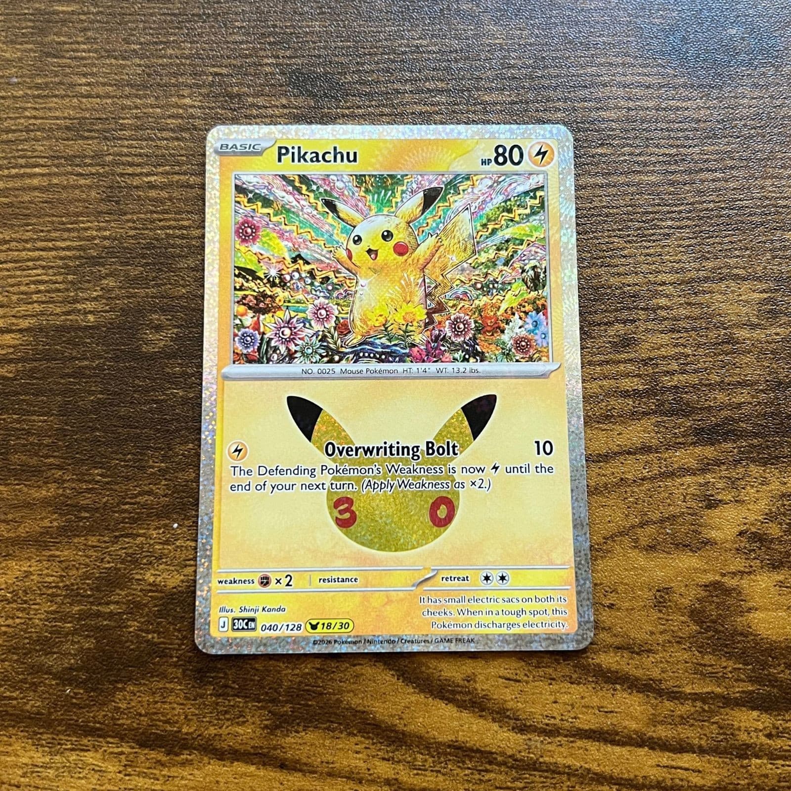 Pokemon TCG Pikachu (18/30) 30th Anniversary Celebration Holo 040/128 NM