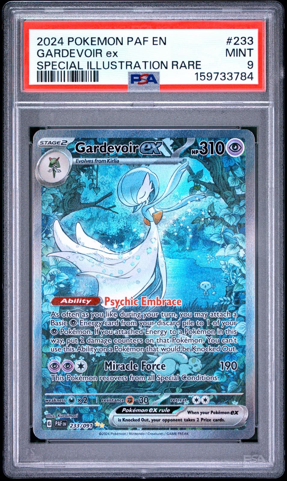 Gardevoir EX 233/091 Special Illustration Rare Paldean Fates Pokemon PSA 9 *784