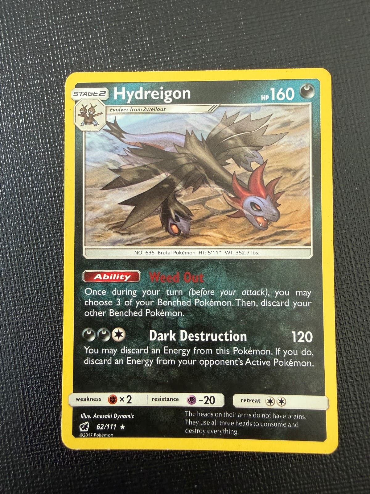 Hydreigon 62/111 Rare Crimson Invasion Pokemon Moderately Played