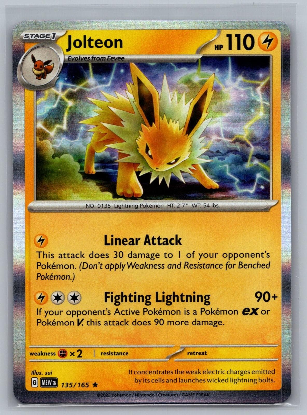 Jolteon 135/165 Rare 151 Pokemon Holo Near Mint