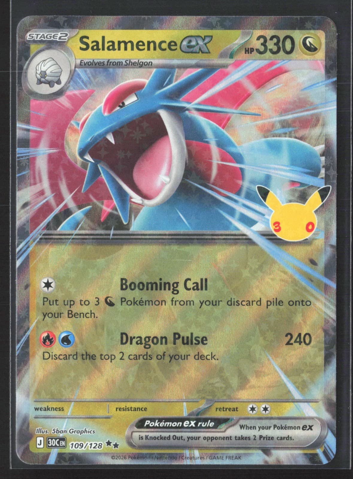 109/128 Salamence ex - 30th Celebration Holofoil Double Rare NM Pokemon