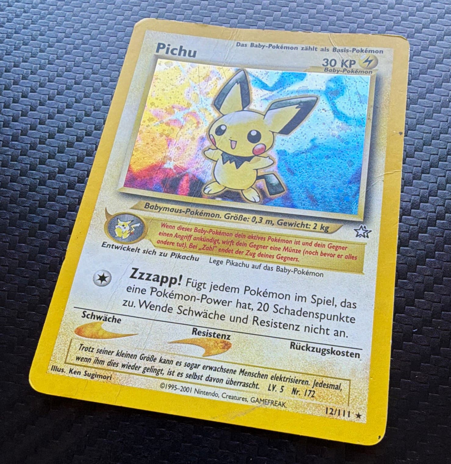 Pokémon TCG Neo Genesis Pichu 12/111 Holo Rare Deutsch 2001 30 KP Elektro
