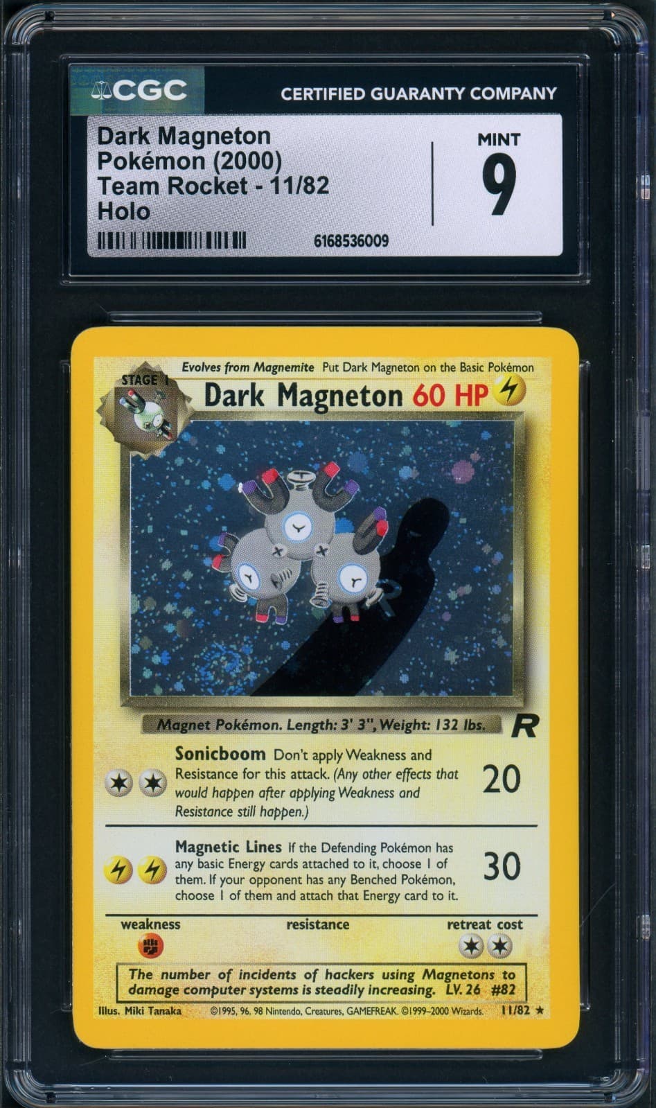CGC 9 MINT Dark Magneton Team Rocket 11/82 Holo SWIRL Pokemon Card