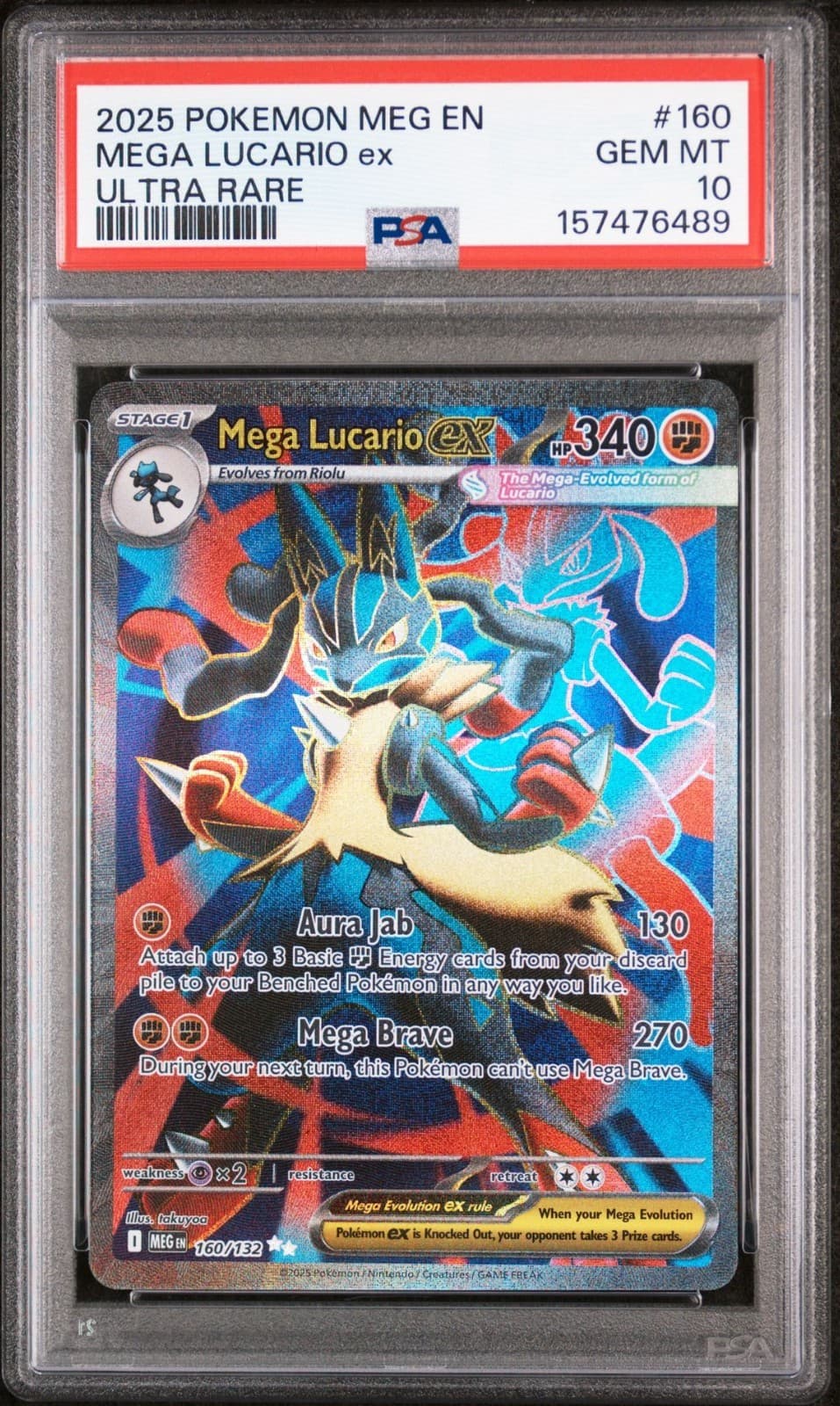 PSA 10 MEGA LUCARIO EX 160/132 ULTRA RARE MEGA EVOLUTION BASE POKEMON 😍