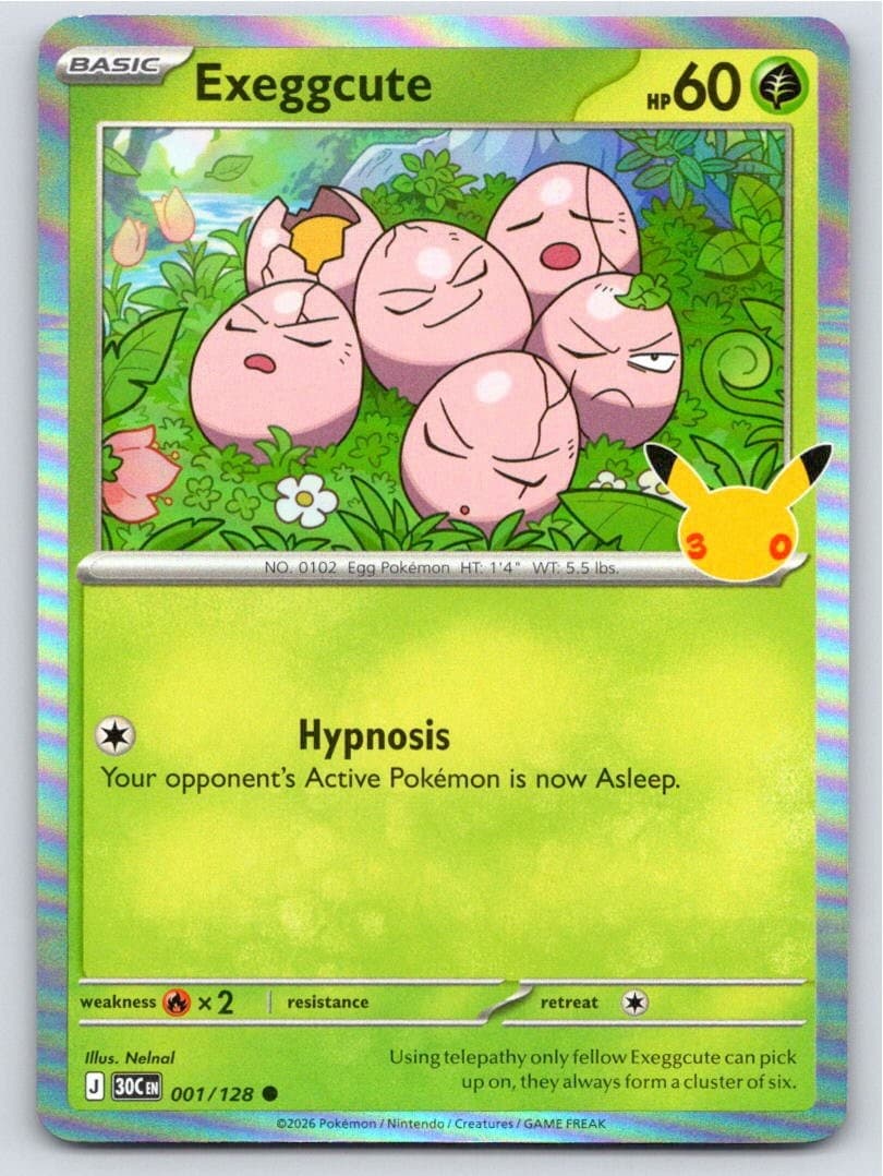 2026 POKEMON ME: 30TH CELEBRATION EXEGGCUTE 001/128 HOLO C NM A102426 FREE S&H