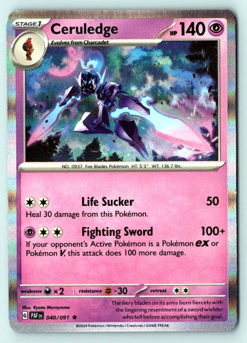 Ceruledge 40/91 Paldean Fates Holo Pokemon NM