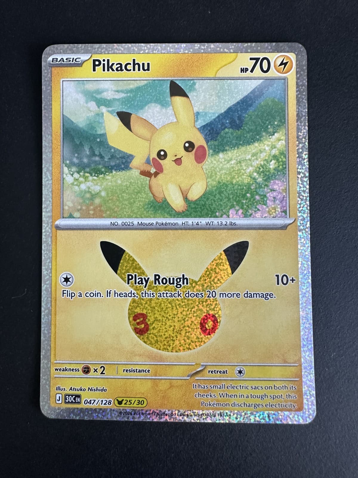 Pikachu 30th Celebration #47/128 Holo Pokemon TCG English