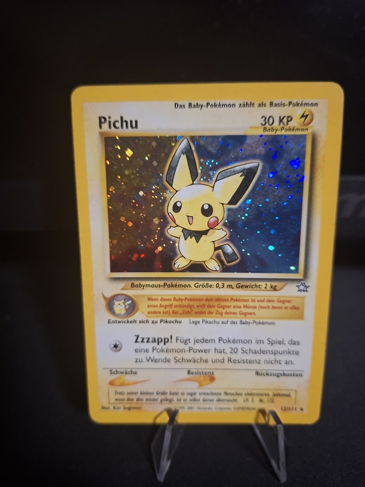 Pichu Holo 12/111 Neo Genesis Seltene Pokémon Karte Vintage Deutsch