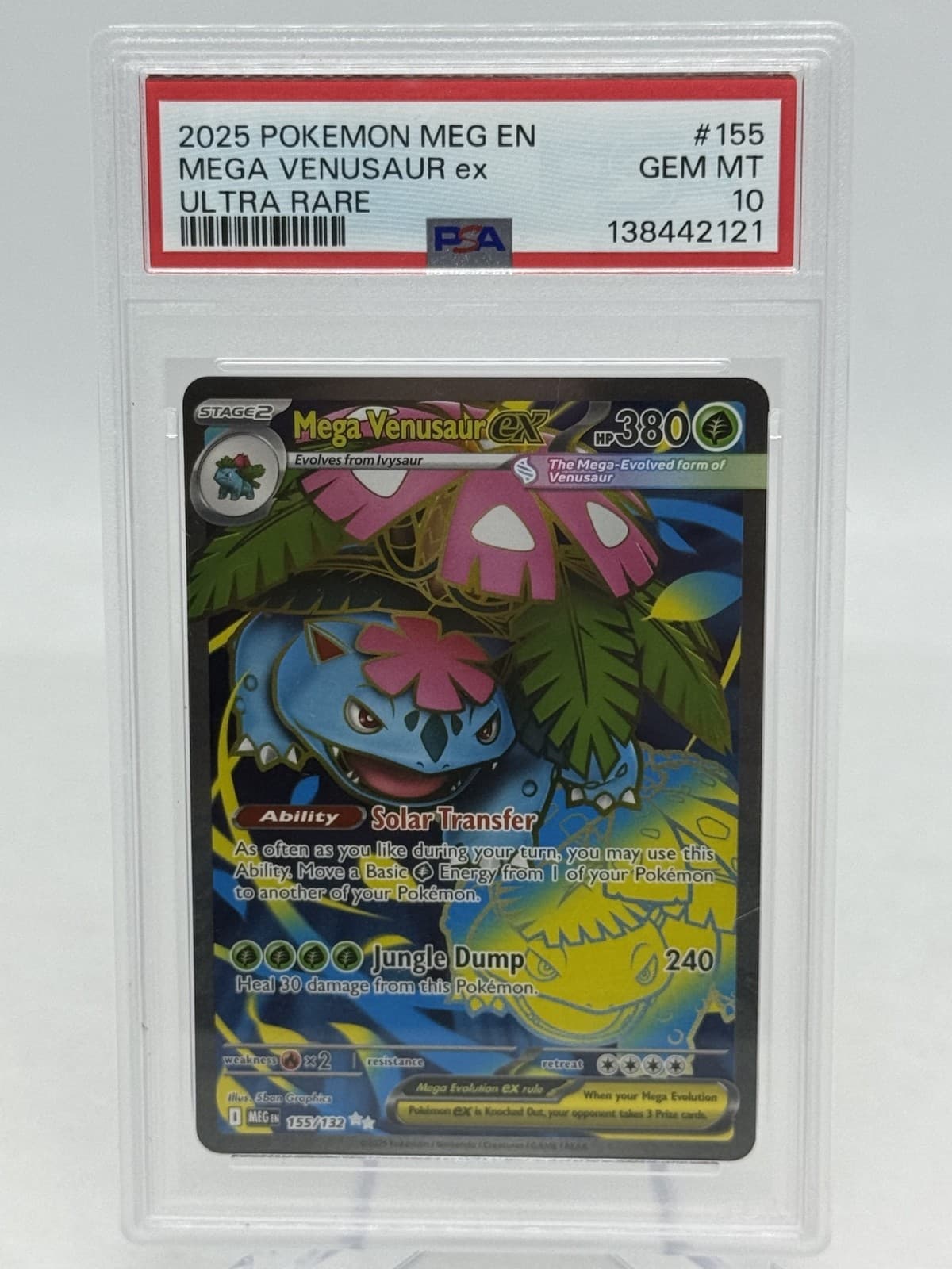 2025 Pokemon MEG EN Mega Venusaur ex Ultra Rare Card #155 GRADED PSA 10 GEM MINT