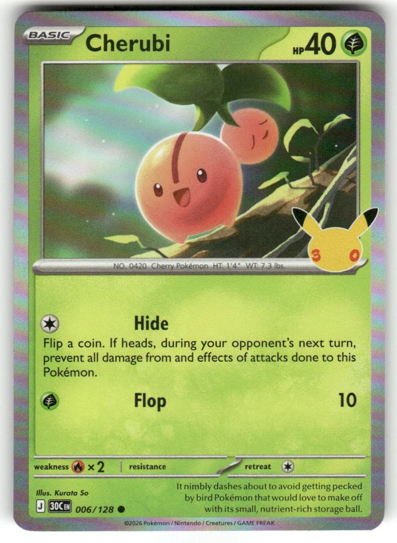 Cherubi 006/128 Holo Common ME: 30th Celebration Pokemon Near Mint