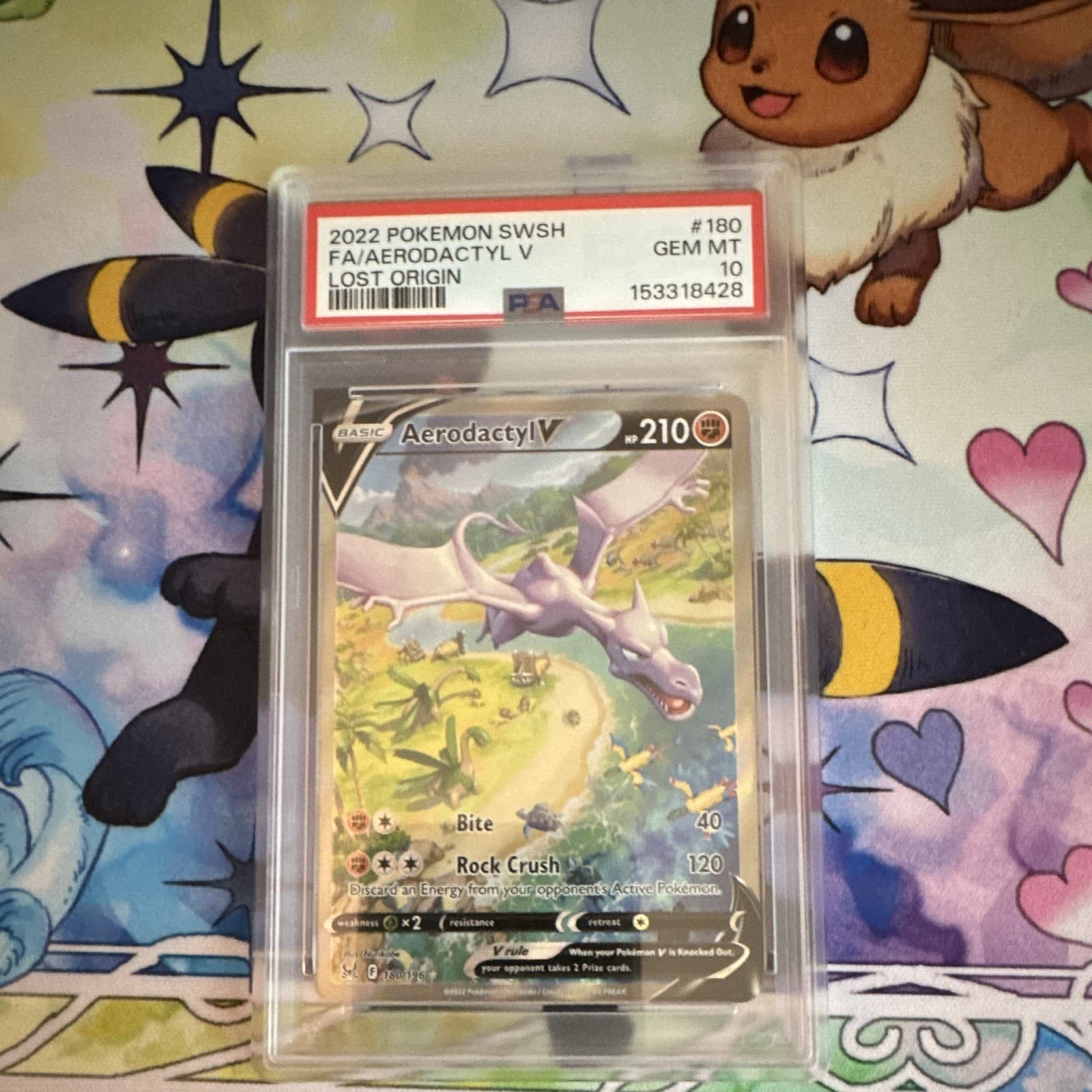 2022 Pokemon TCG Lost Origin Aerodactyl V 180/196 Alt Full Art PSA 10
