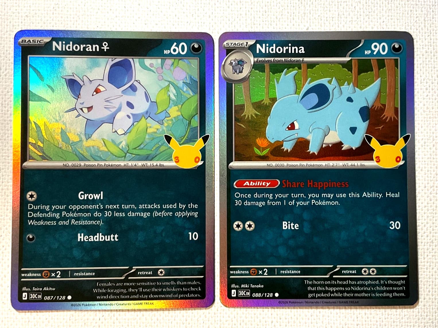 Pokemon TCG Nidorina Nidoran 87 88/128 ME: 30th Celebration Anniversary NM