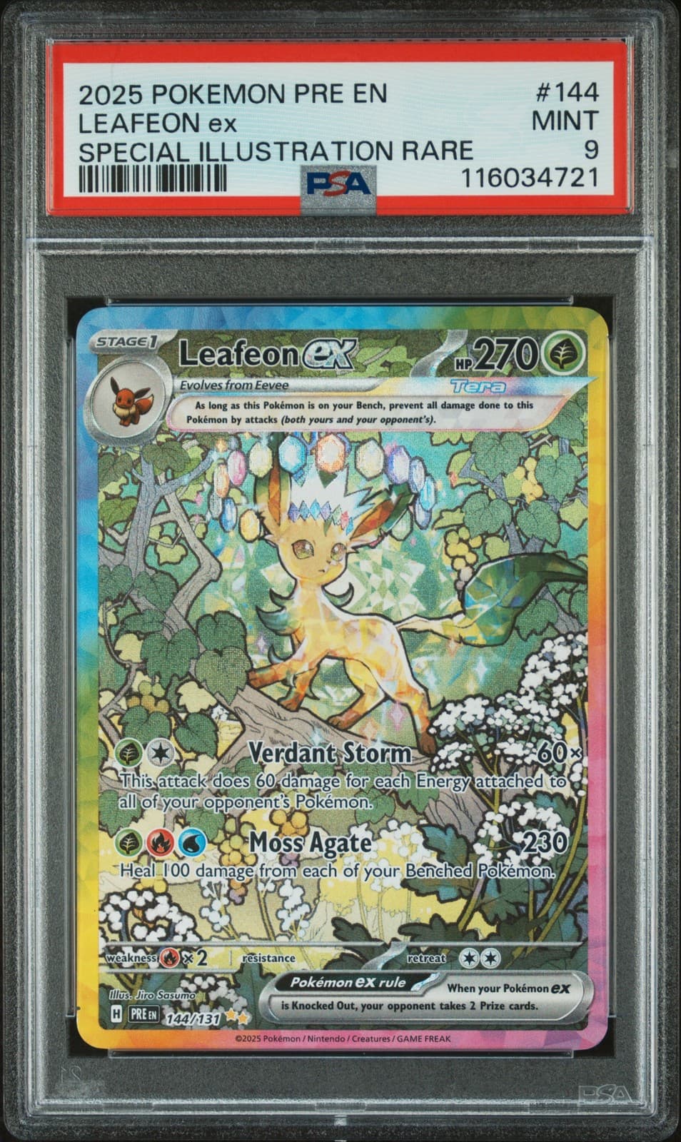 2025 POKEMON PRE EN-PRISMATIC EVOLUTIONS #144 LEAFEON EX PSA 9