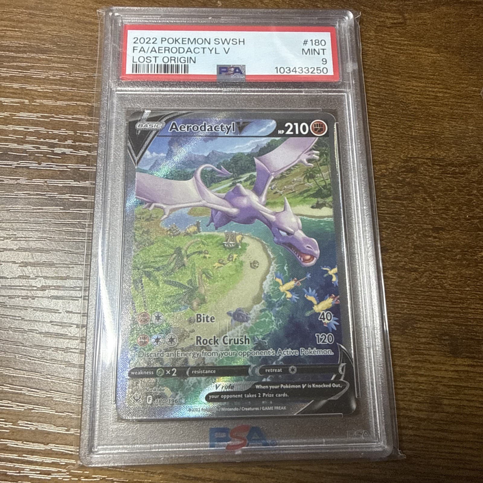 Aerodactyl V (Alternate Full Art) 180/196 Swsh11: Lost Origin Holo PSA 9