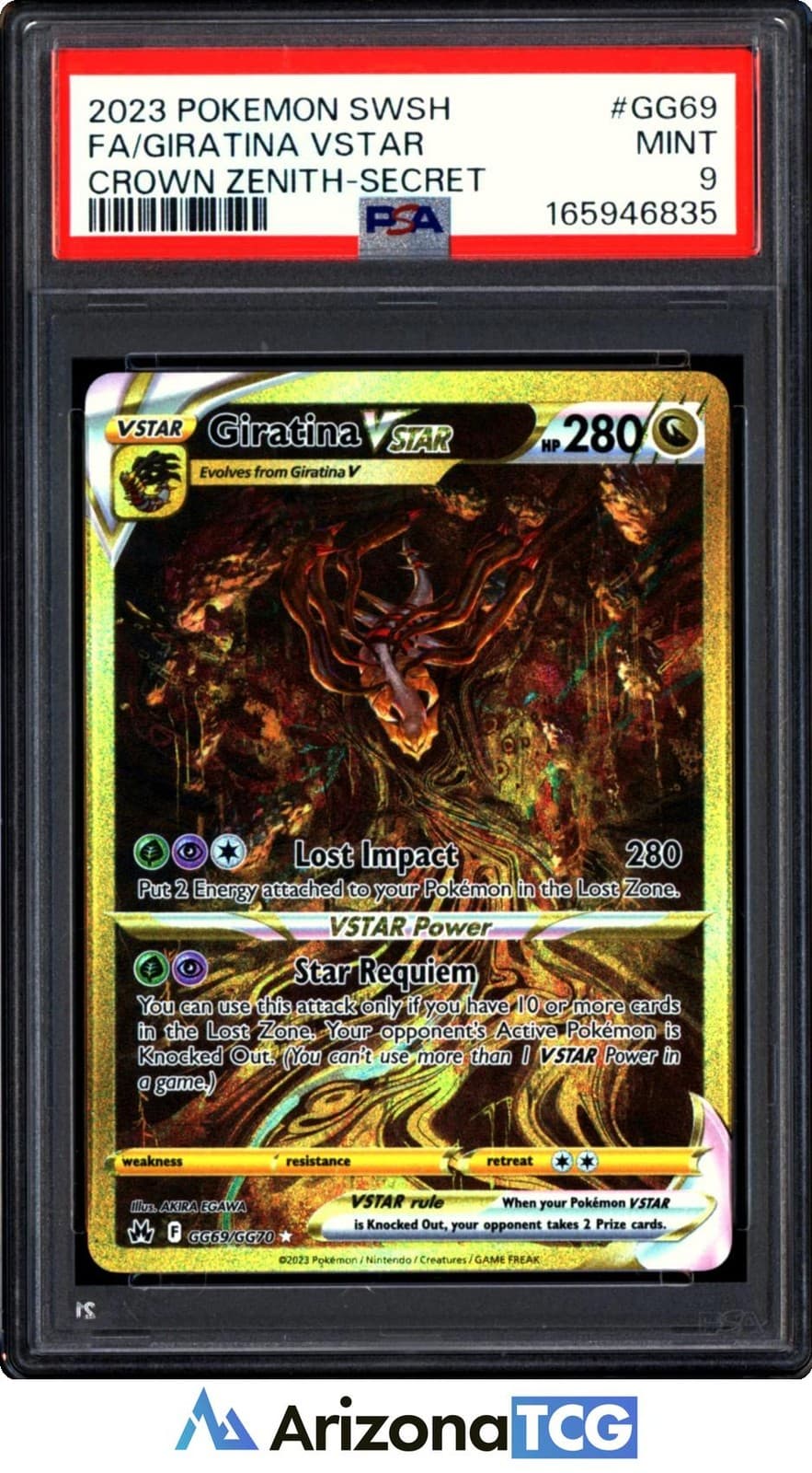 Pokemon 2023 Giratina VSTAR GG69/GG70 Full Art SR Crown Zenith PSA 9