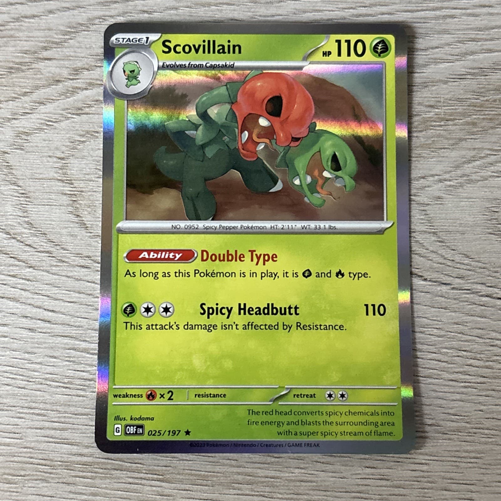 Pokémon Card - Scovillain - Holo (25/197 - Obsidian Flames)