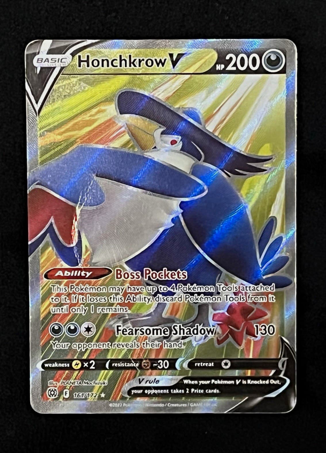 Pokemon TCG Honchkrow V 161/172 Swsh09 Brilliant Stars Holo Full Art UR EN