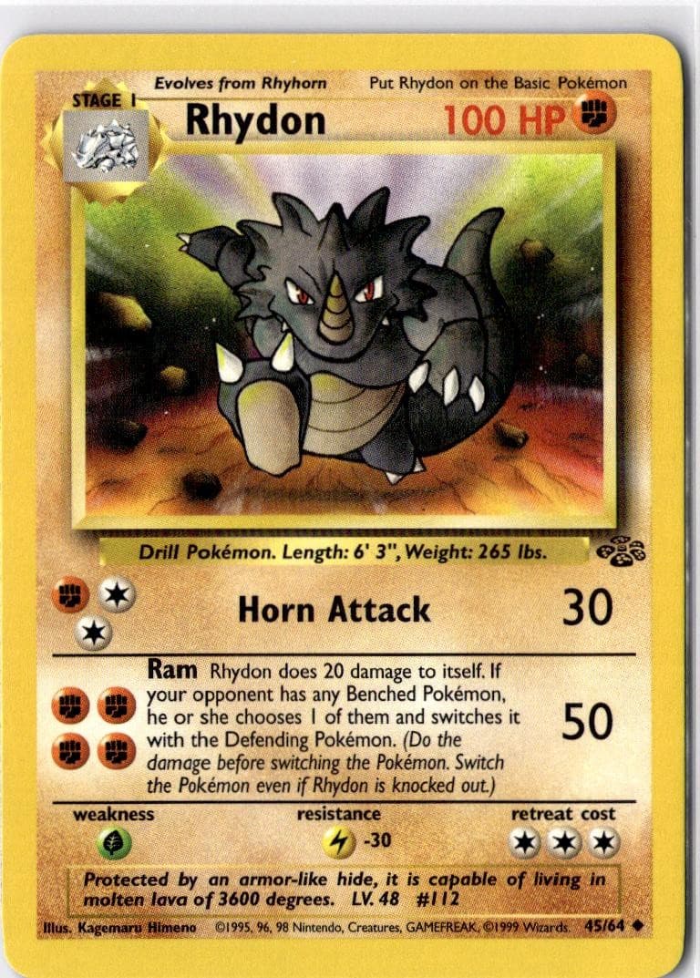 Rhydon 45/64 UC Jungle Pokemon Unlimited