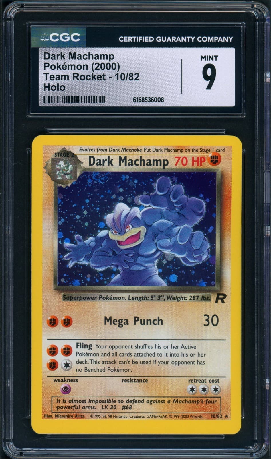 CGC 9 MINT Dark Machamp Team Rocket 10/82 Holo Pokemon Card