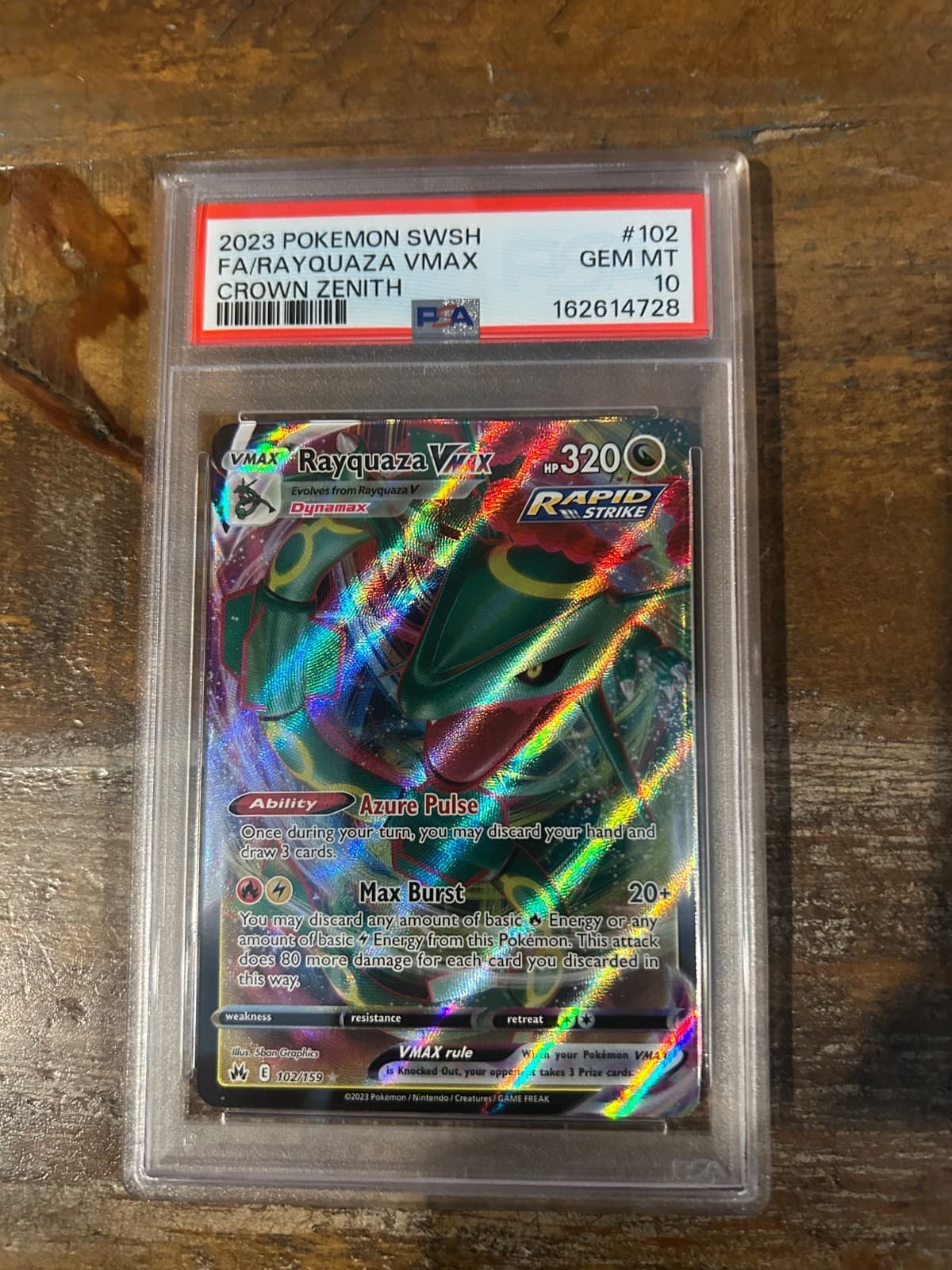 POKEMON 2023 Crown Zenith Full Art RAYQUAZA Vmax #102 PSA 10 Gem Mint RARE