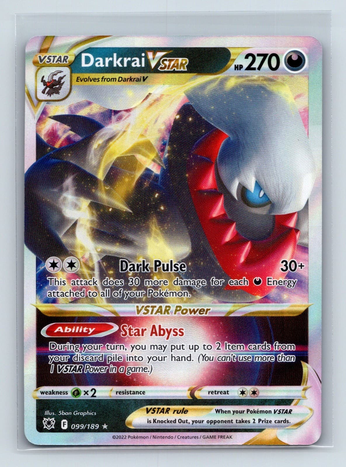 Darkrai VSTAR Holo Ultra Rare SWSH10: Astral Radiance 099/189 NM 5ban Graphics