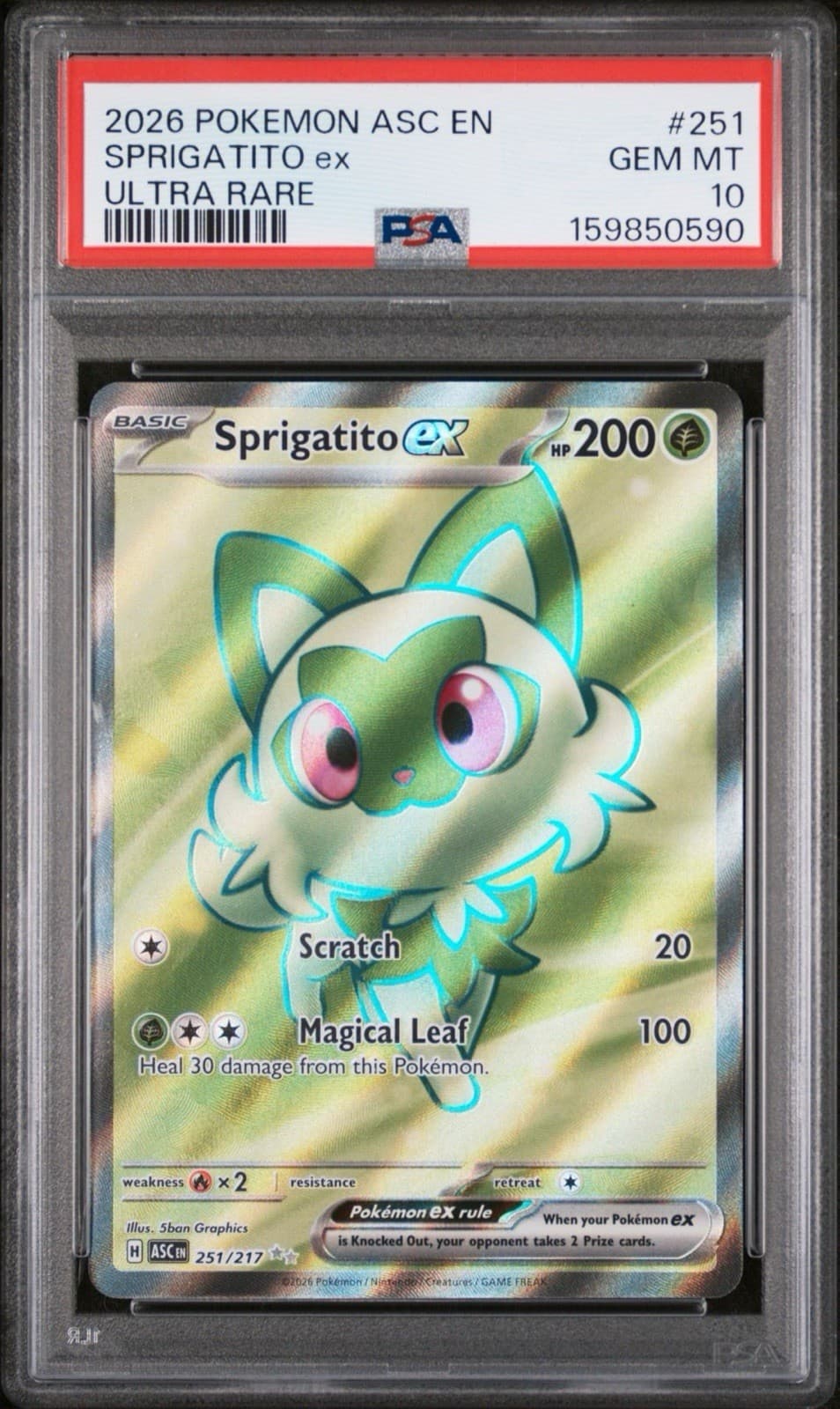2026 POKEMON ASC EN-ASCENDED HEROES ULTRA RARE #251 SPRIGATITO EX PSA 10