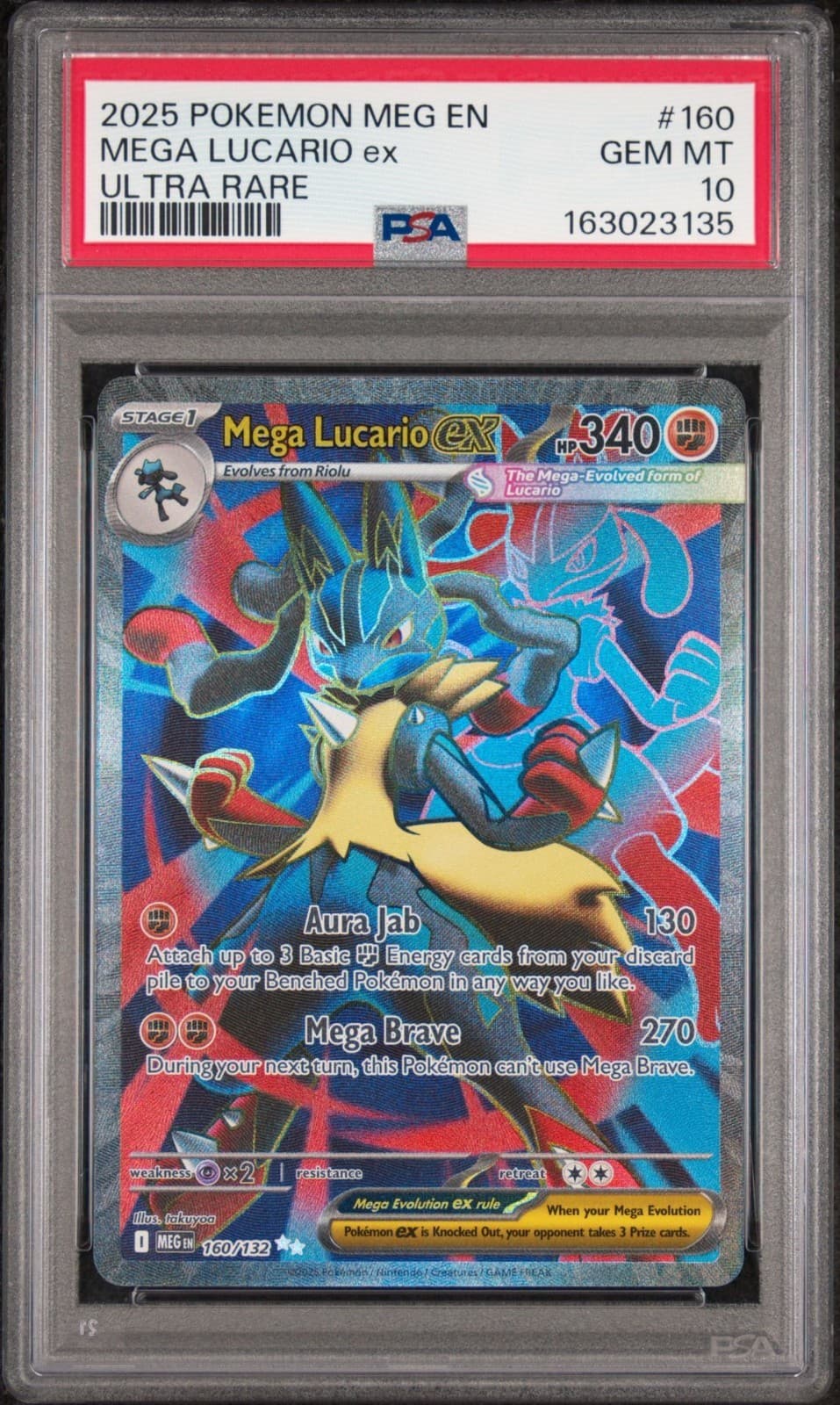 PSA 10 Mega Lucario ex 160/132 Me01: Mega Evolution Holo