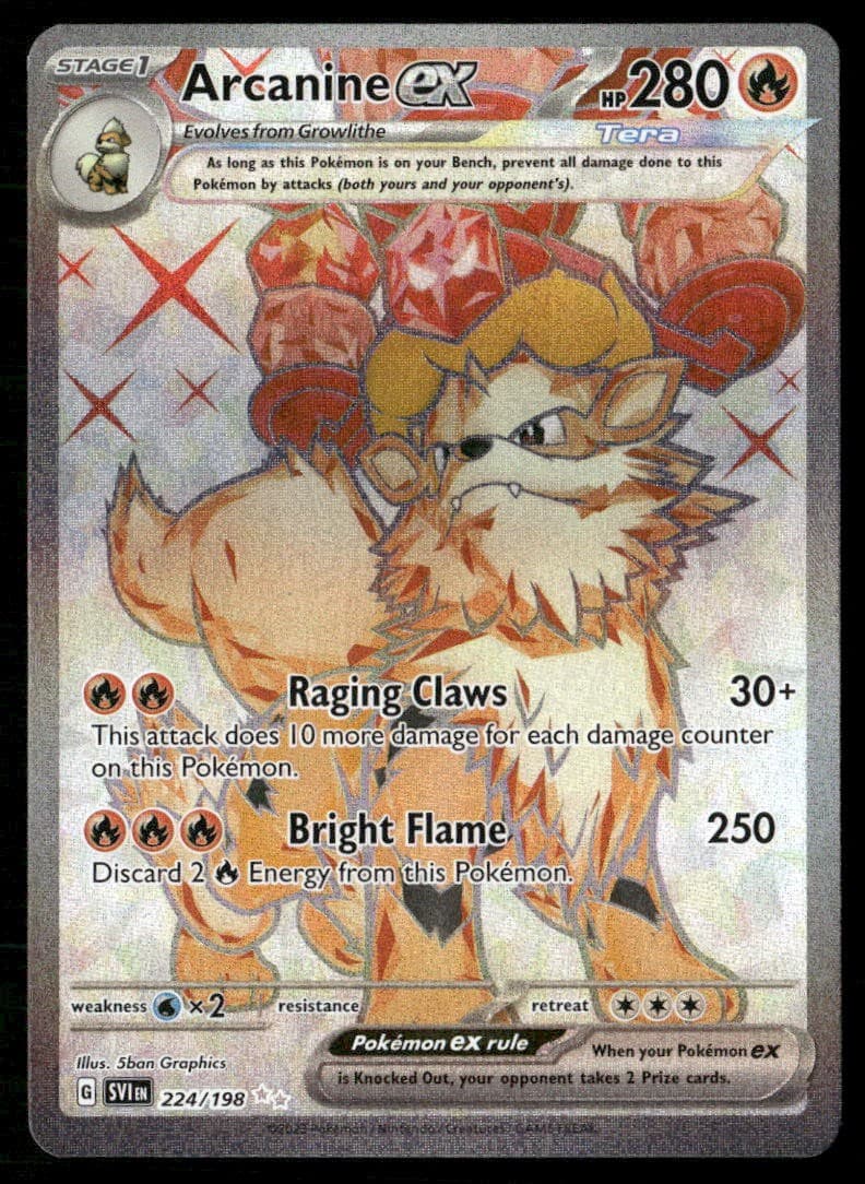 ARCANINE EX 224/198 ULTRA RARE SCARLET & VIOLET POKEMON HOLO NM