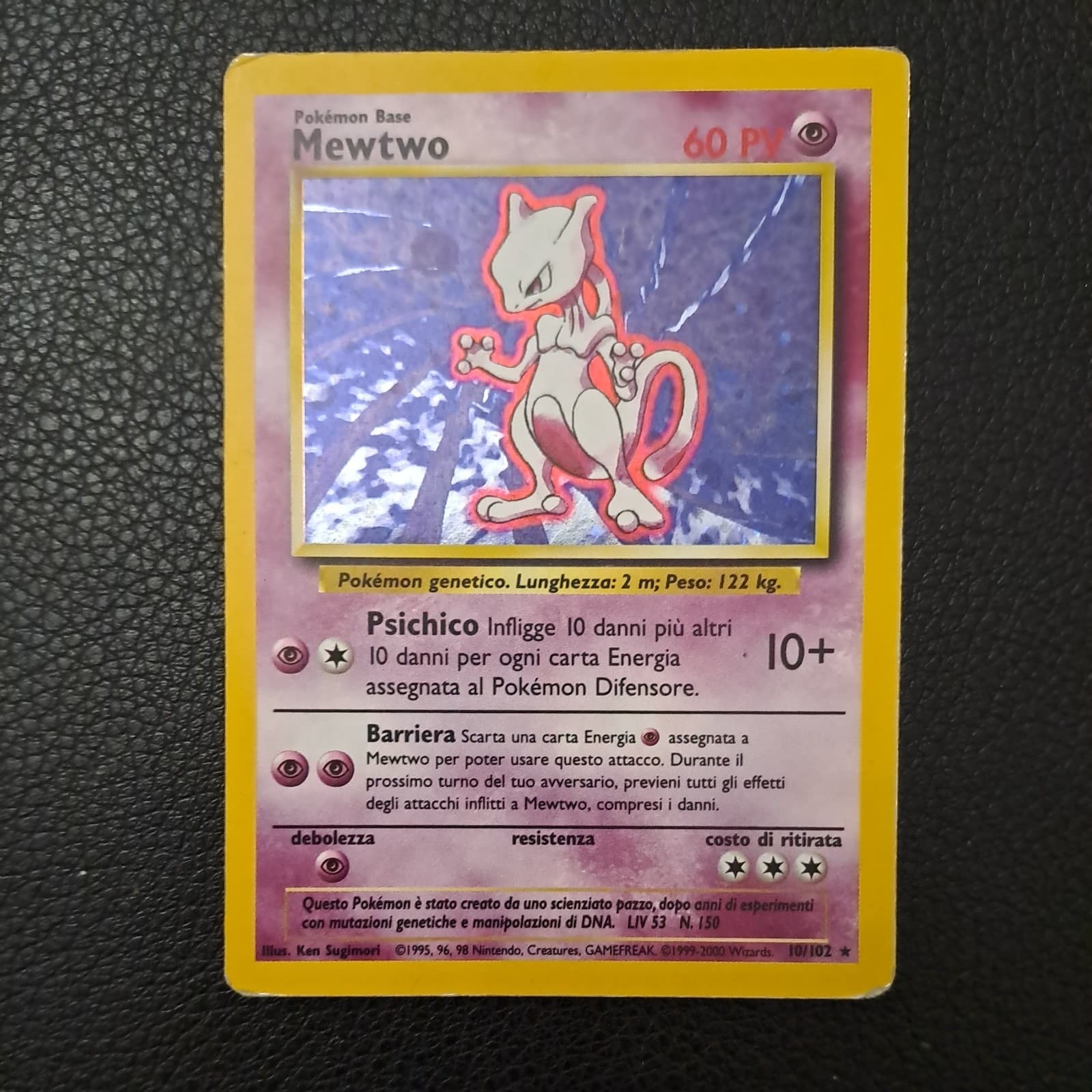 Pokemon Mewtwo 10/102 Set Base Rara Holo Unlimited ita
