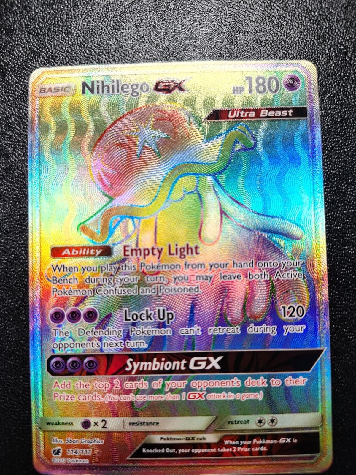 Nihilego GX 114/111 Rainbow Rare Crimson Invasion Pokemon Holo Near Mint