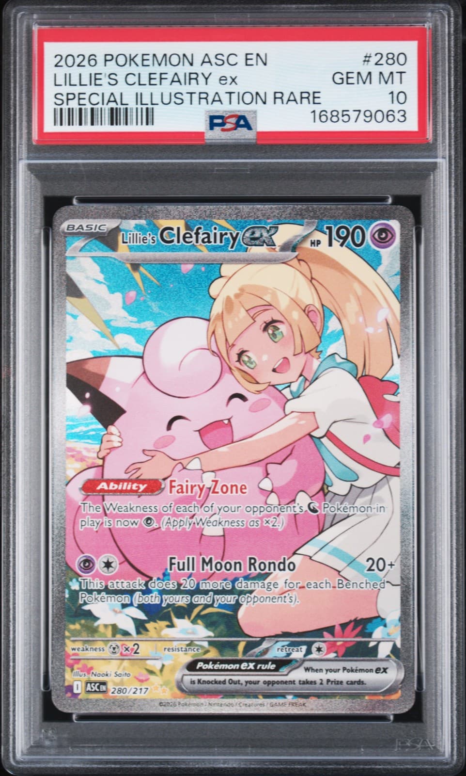 2026 POKEMON ASC EN-ASCENDED HEROES #280 LILLIE'S CLEFAIRY EX PSA 10