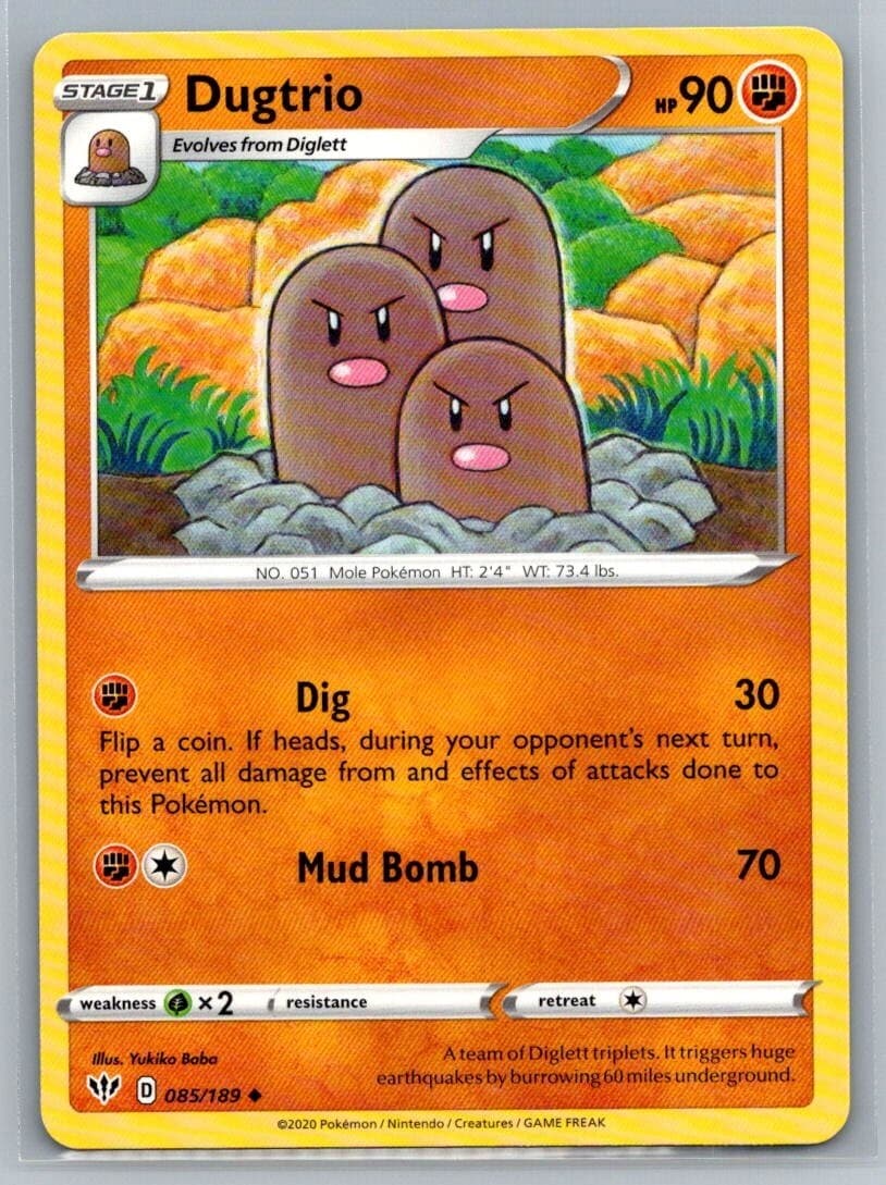 Dugtrio 85/189 Darkness Ablaze Uncommon Pokémon TCG 2020