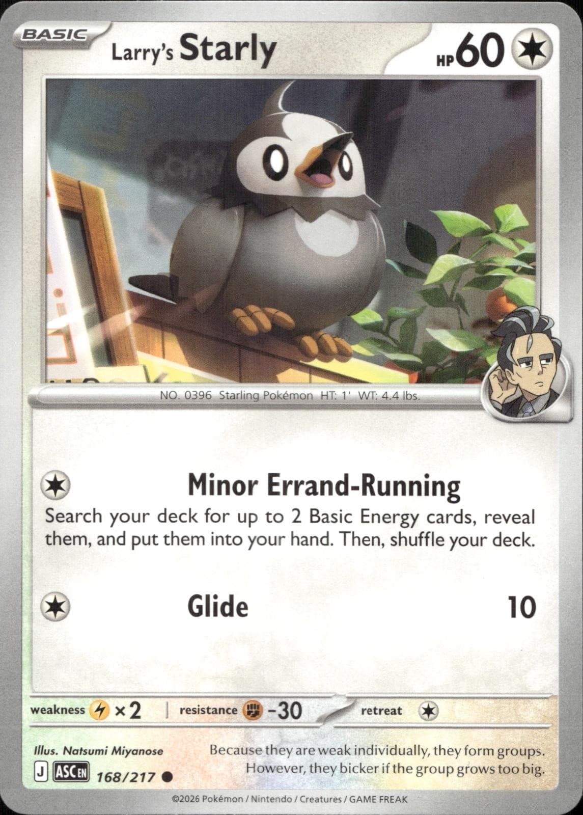 Larry's Starly 168/217 Common Ascended Heroes Pokemon Near Mint