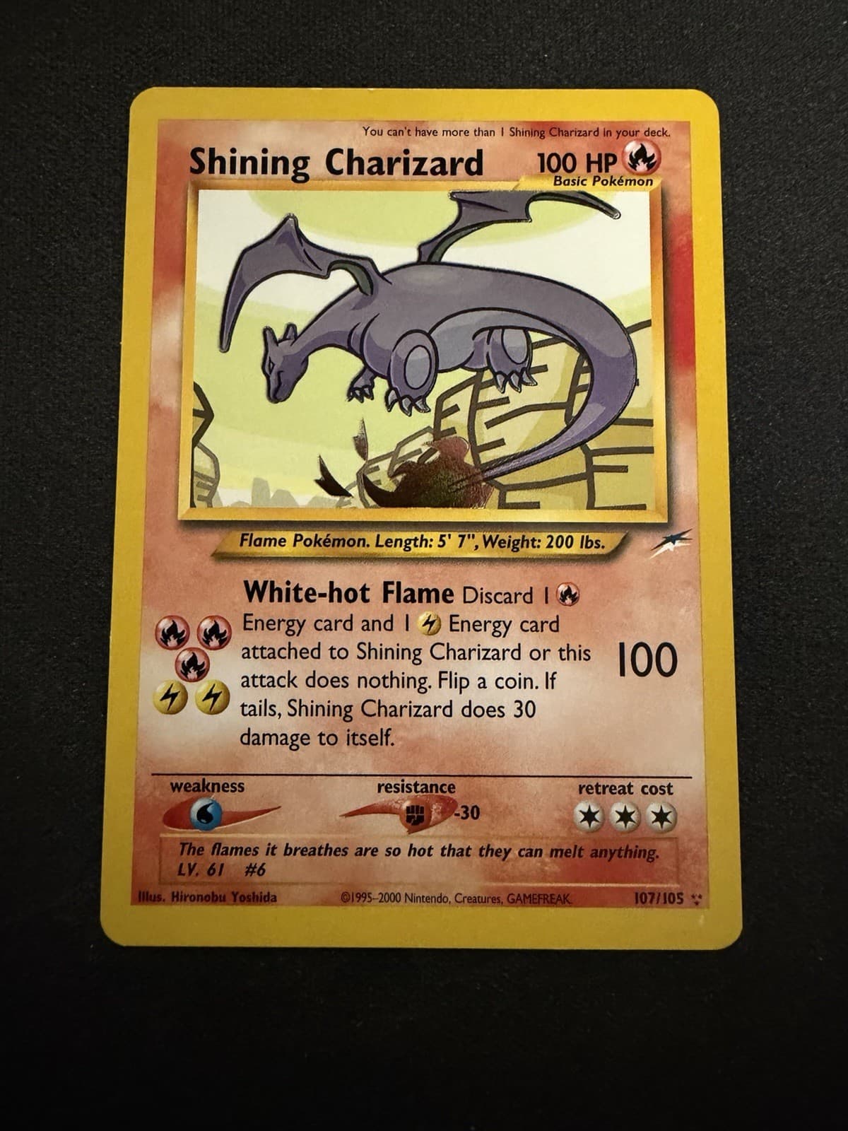 2002 Pokemon Neo Destiny Shining Charizard Holo 107/105 Secret Rare LP/NM
