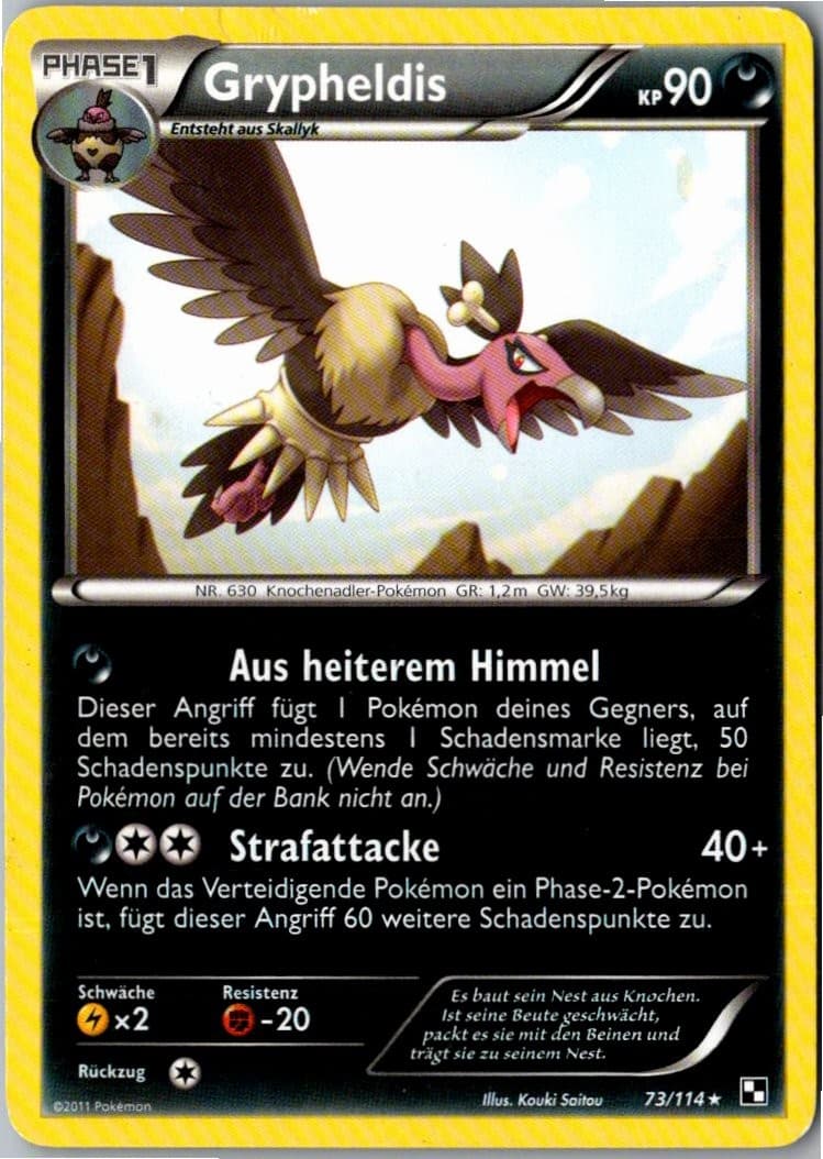 Pokemon Grypheldis 73/114 Schwarz & Weiß Deutsch 2011 Selten Karte