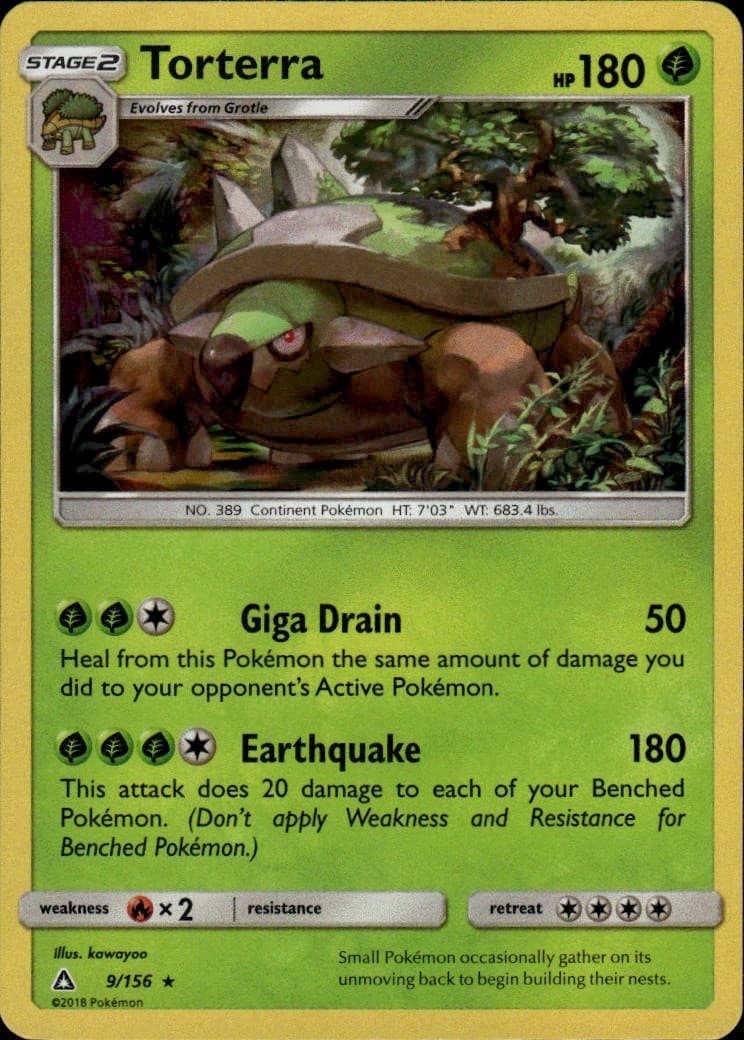 Torterra Holo Rare SM Ultra Prism 9/156 Grass Pokemon Card