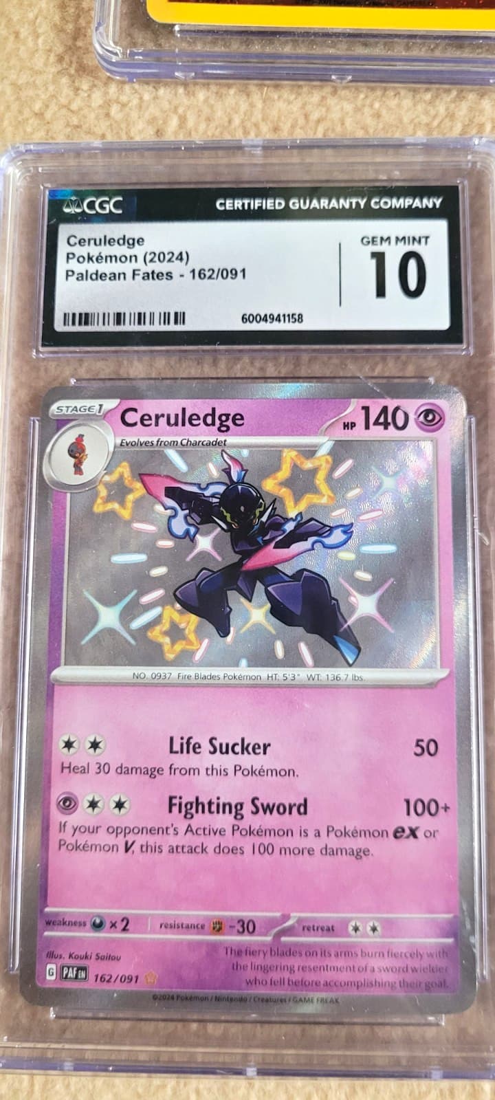 CGC 10 Ceruledge 162/091 SV Paldean Fates 2024 English Holo Rare