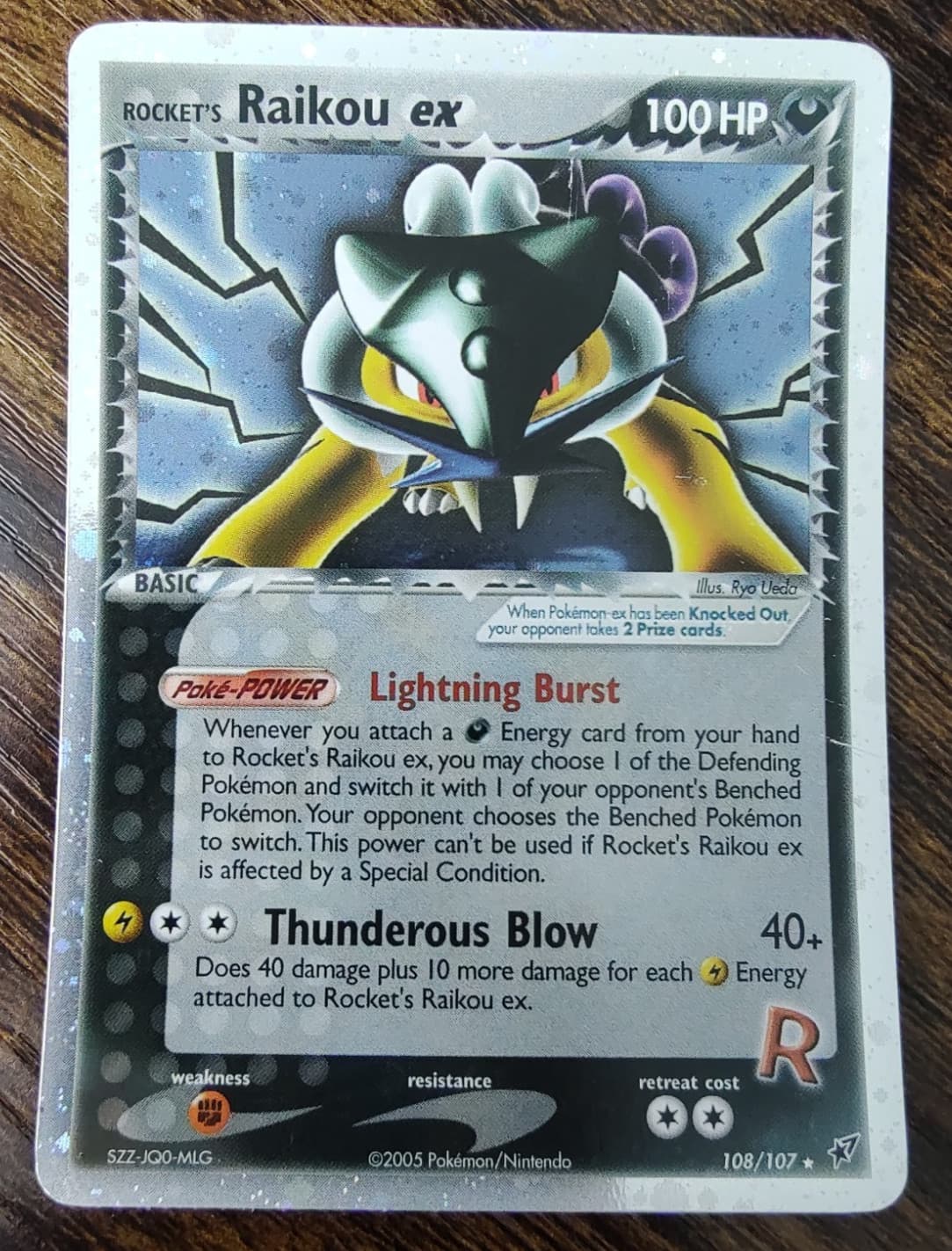 Pokemon Rocket's Raikou ex 108/107 Secret Rare EX Deoxys Holo