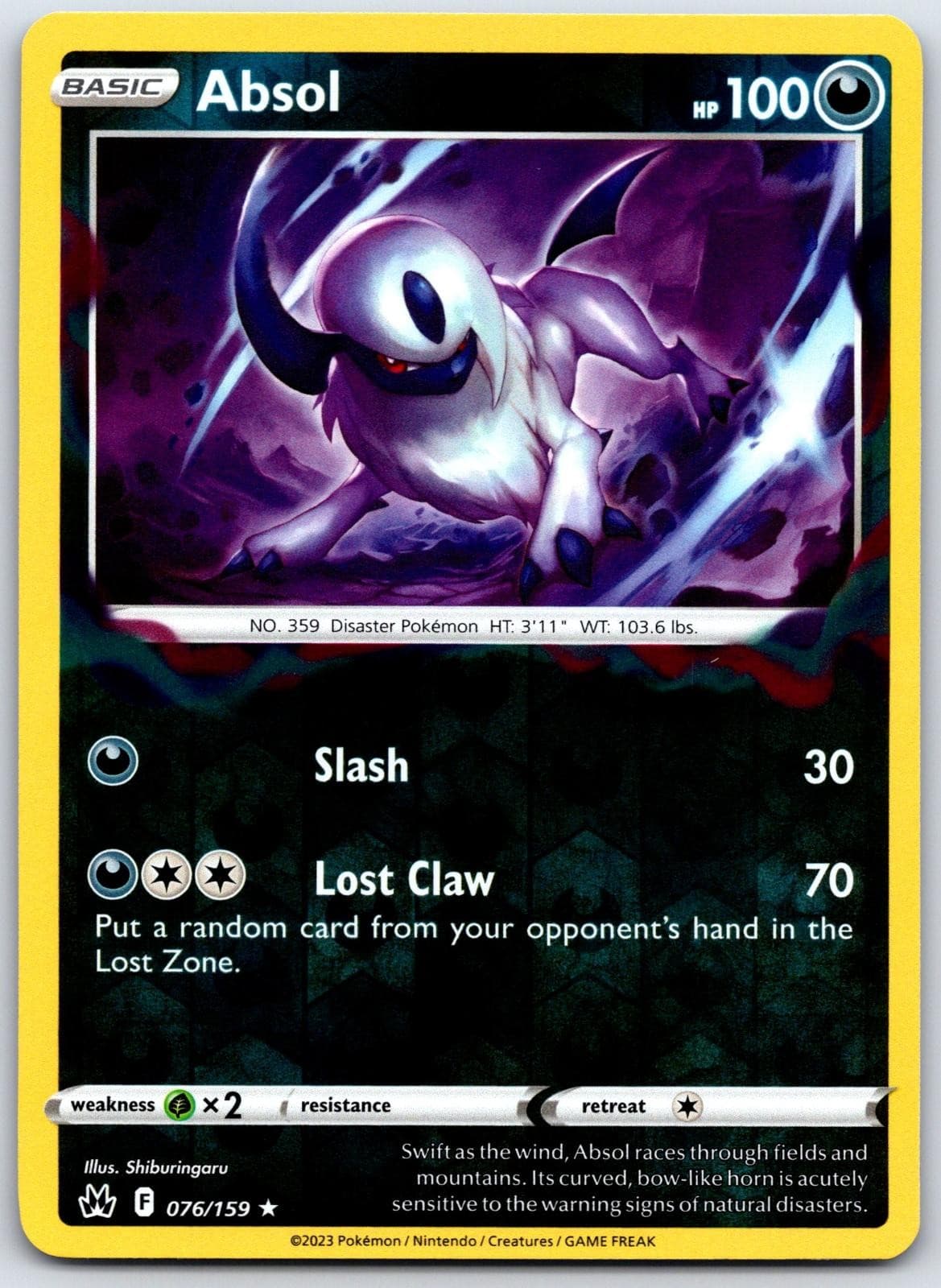Absol 076/159 Holo Rare Crown Zenith Pokemon Near Mint