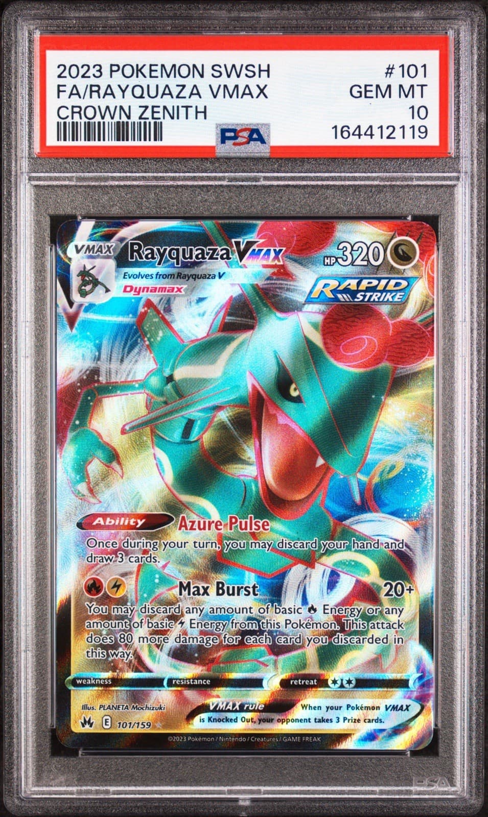 2021 POKEMON SWORD & SHIELD EVOLVING SKIES #111 FULL ART/RAYQUAZA VMAX PSA 10