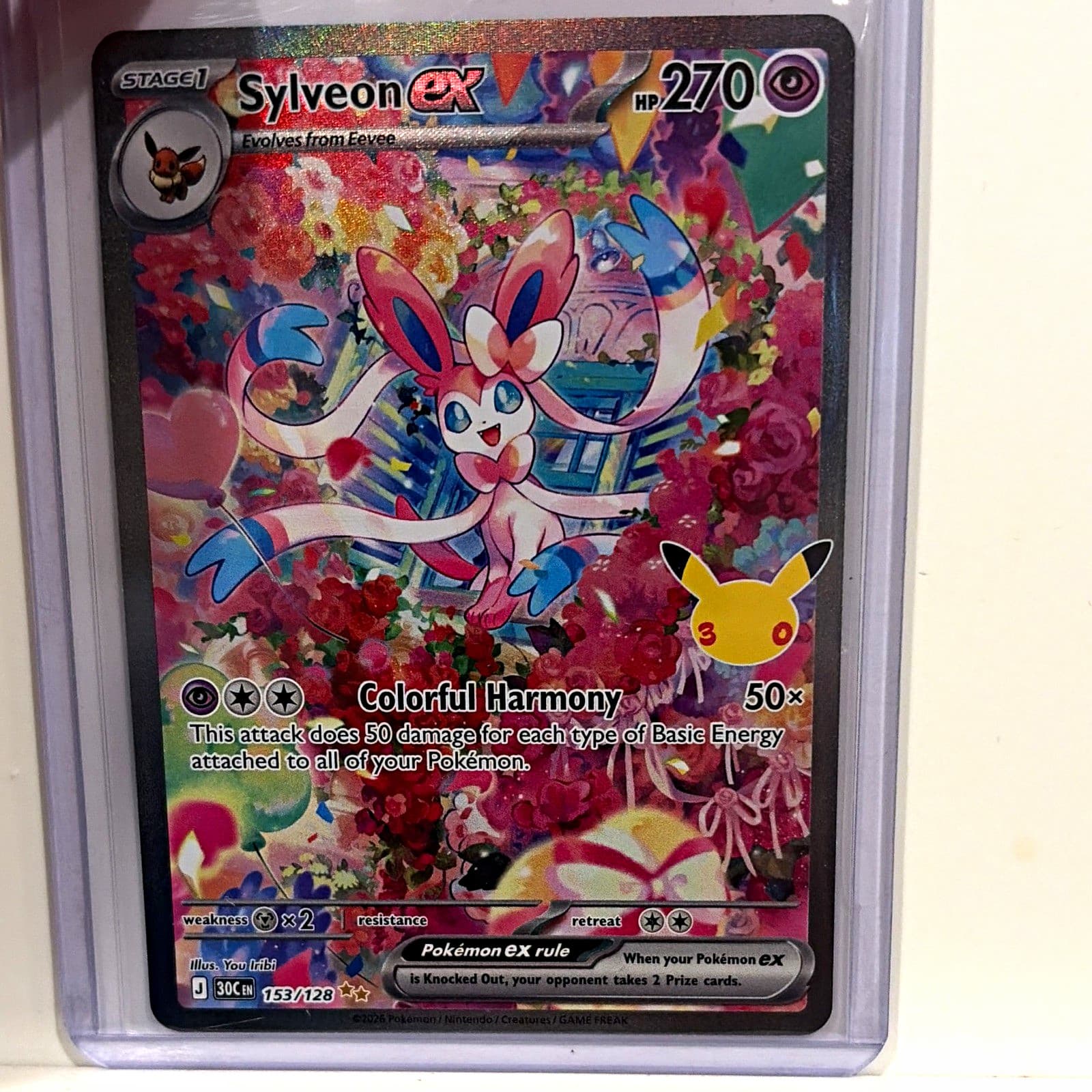 The Pokémon Company Sylveon ex SIR 153/128 30th celebration