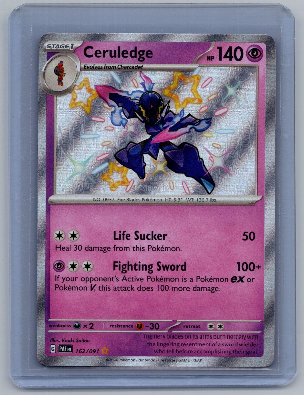 Ceruledge 162/091 Shiny Rare Paldean Fates Pokemon Holo Near Mint