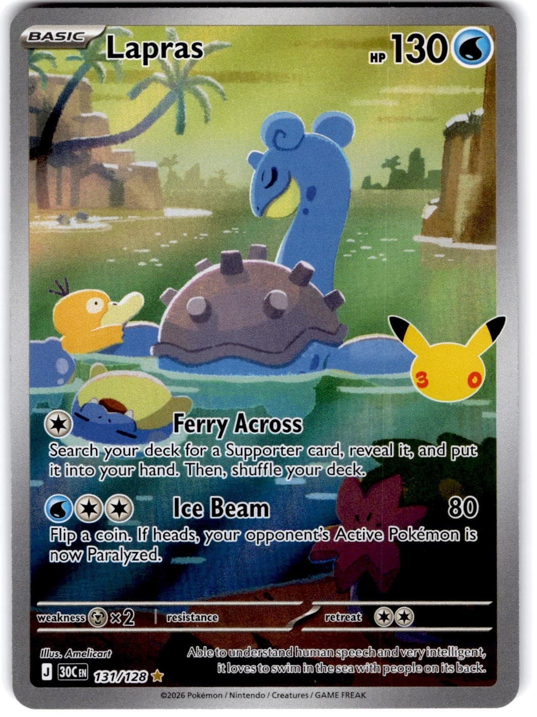 Pokemon Lapras 30th Celebration #131/128/128 Holofoil English