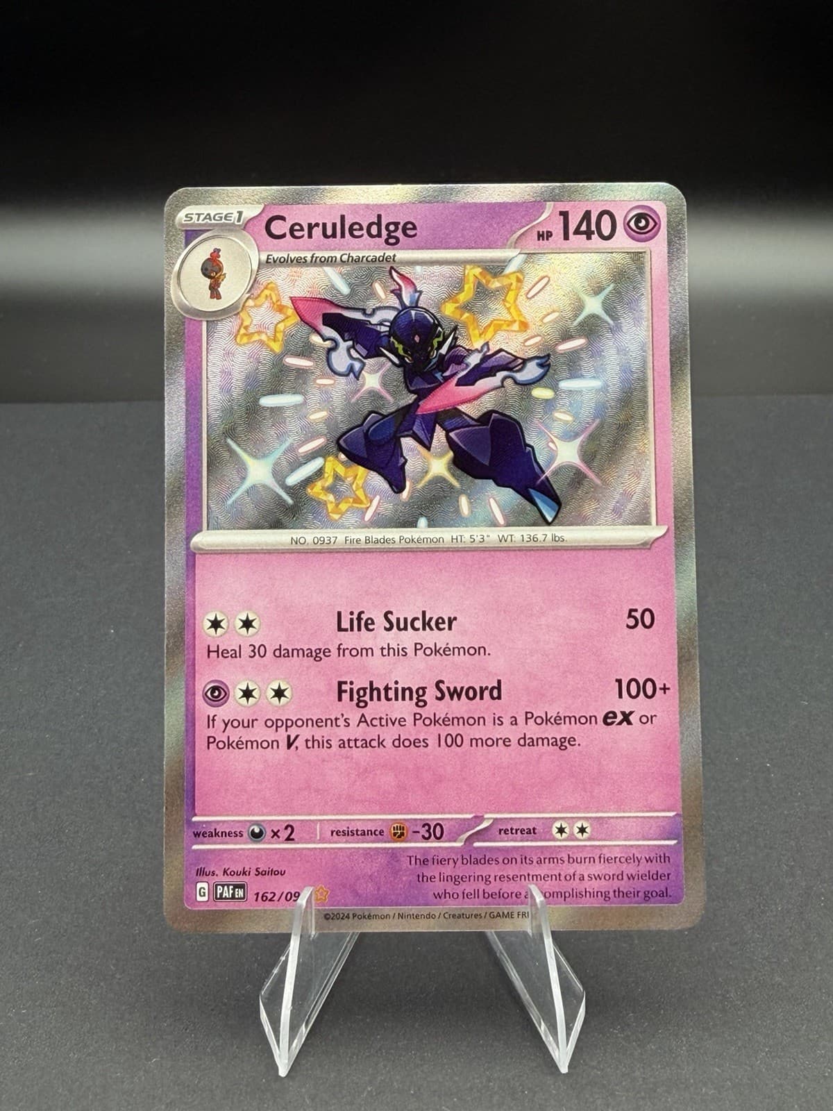 2024 Pokemon TCG Ceruledge SV: Paldean Fates 162/091 Holo Shiny Rare NM