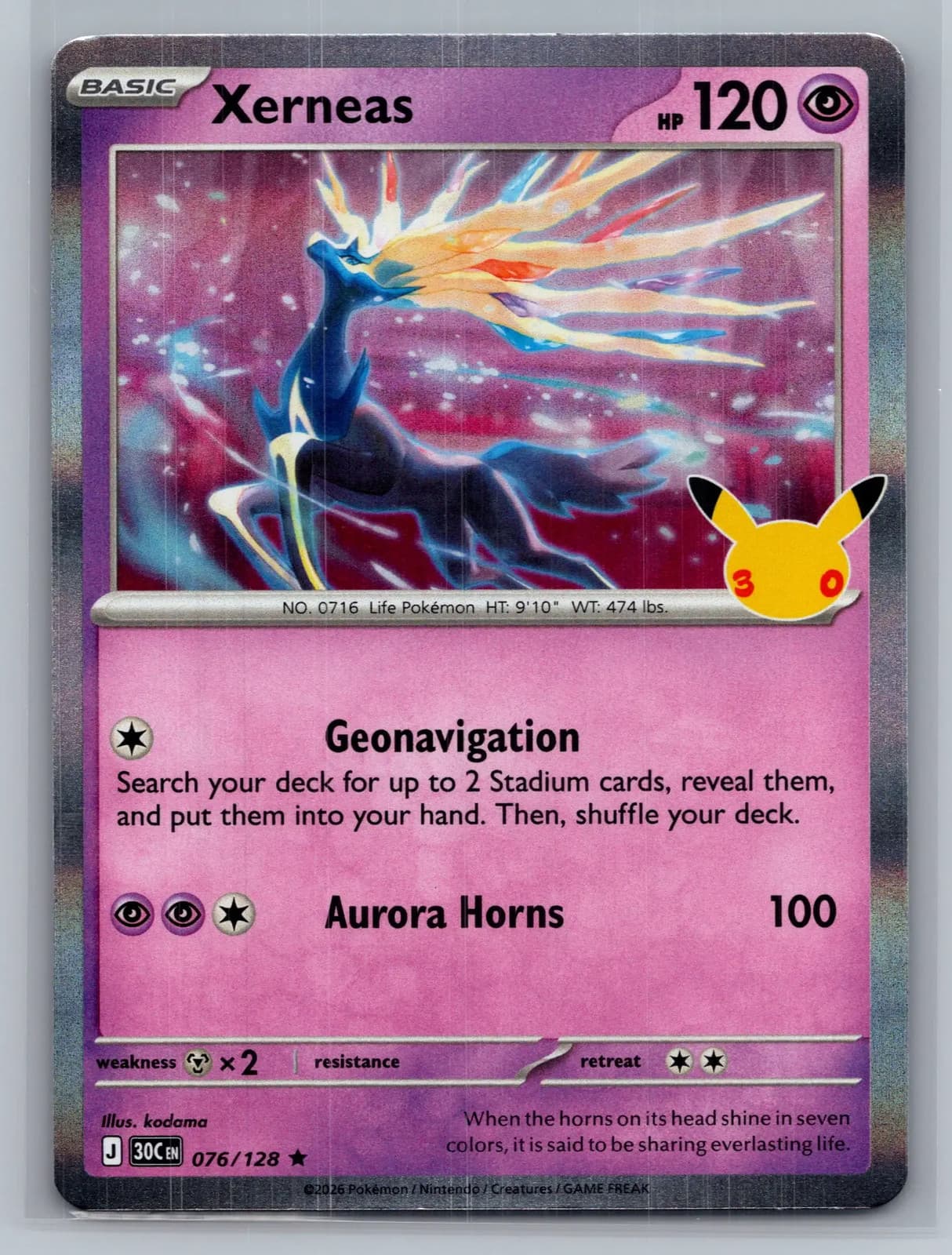 Xerneas #76/128 30th Celebration Pokemon TCG