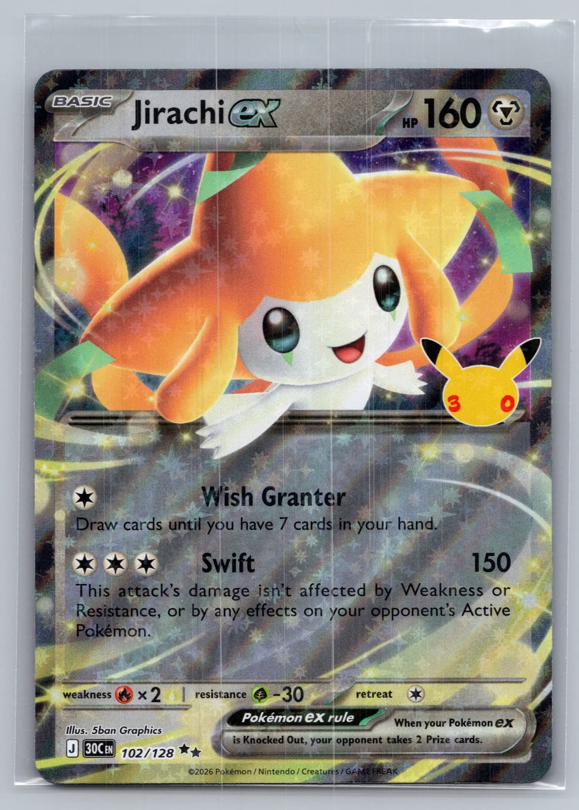 Jirachi EX #102/128 2026 30th Celebration Pokemon TCG